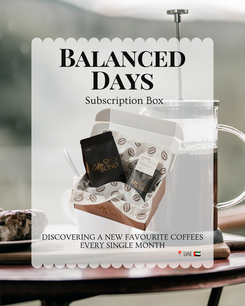Balanced Days coffee subscription box by Coffee Bono